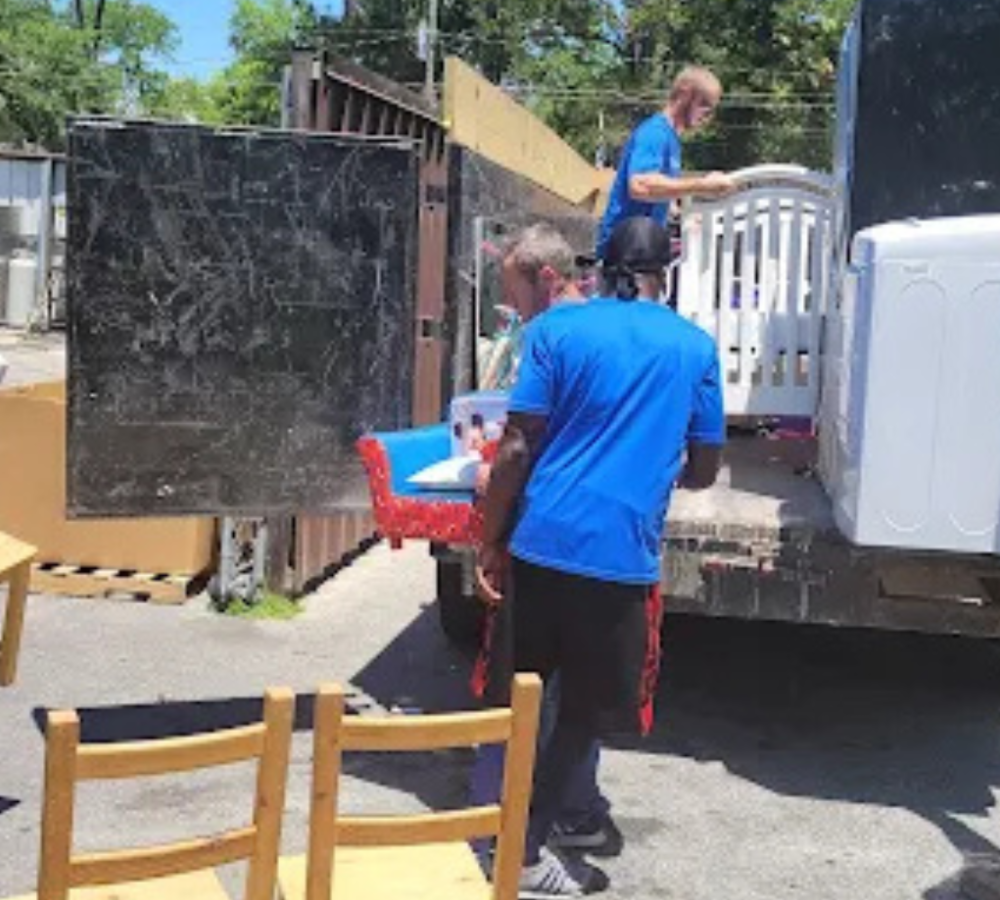 GoGo Junk Removal donation unloading in Grant Park, Ga.